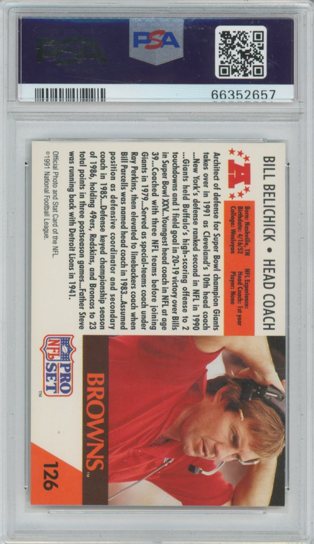 1991 Pro Set #126 Bill Belichick (PSA 8 NM-MT)