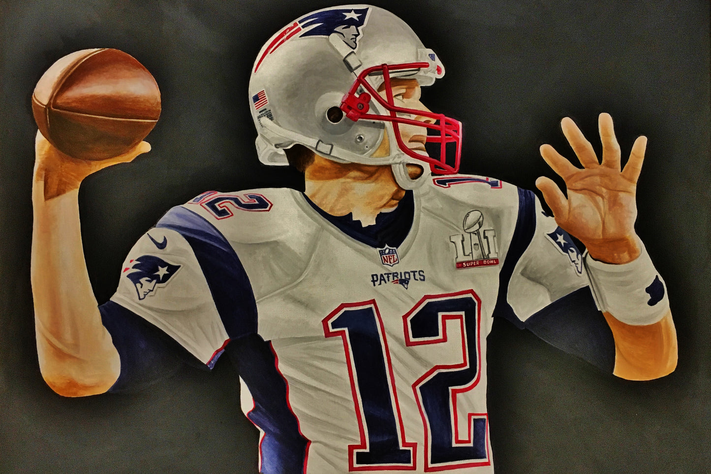 Tom Brady "Artist Embellished" Canvas "THE DRIVE" by David Fatla